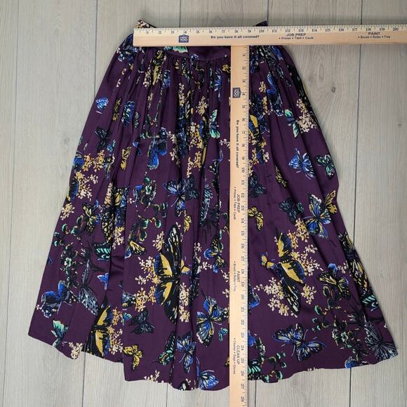 NWT Pinup Couture sz XS purple butterfly puckered semi circular skirt 50s flare - Picture 4 of 6
